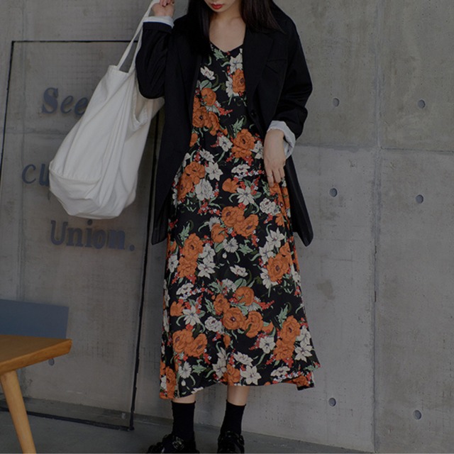 floral print chiffon sleeveless dress L0229