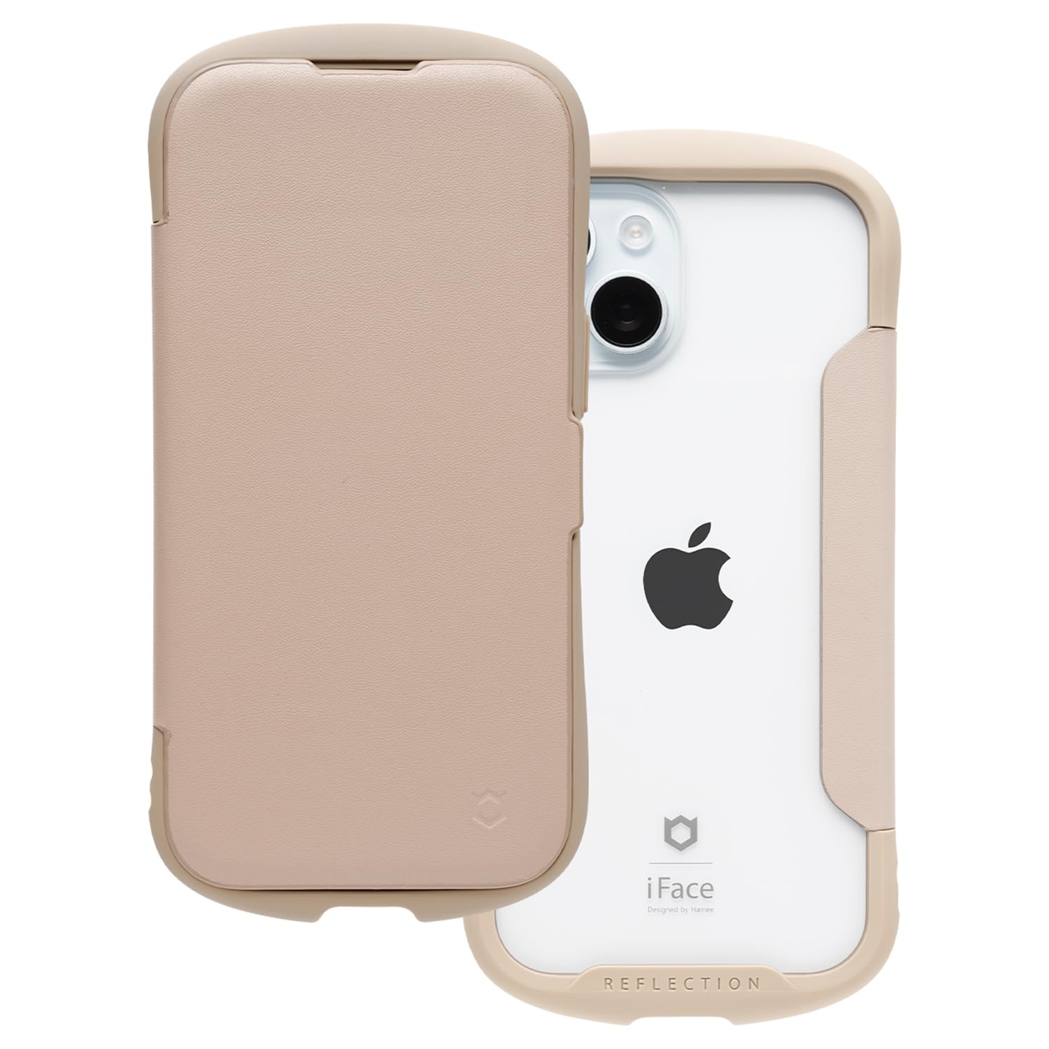 iFace Reflection iPhone 15 ケース 手帳型 クリアケース (ベージュ)【 アイフェイス スマホケース 耐衝撃 アイフォン15 手帳 ダイアリーケース カード収納 ポリカーボネート 】