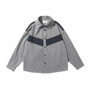 V-design oversized button-down shirt 0177