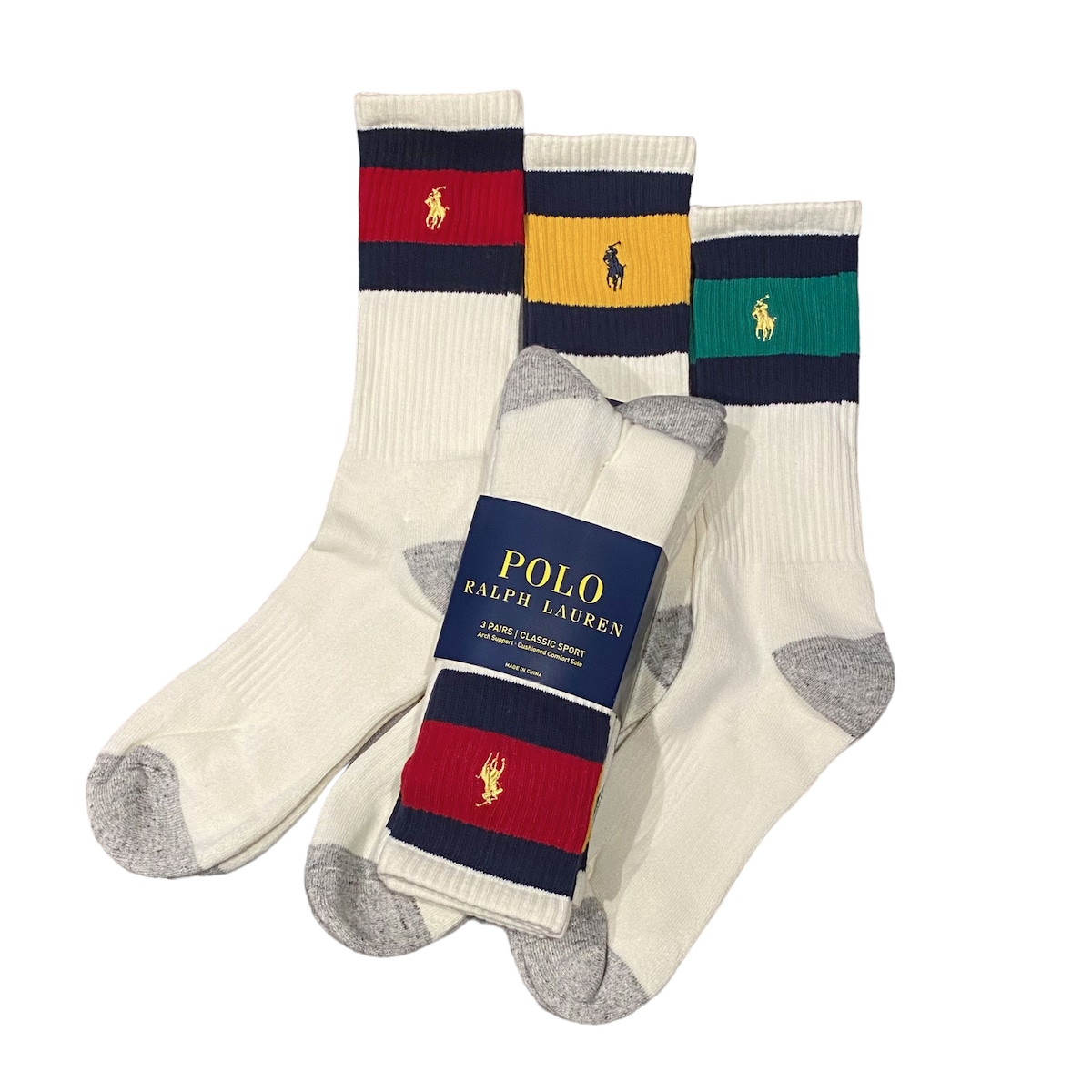 POLO RALPH LAUREN / 3-PACK VINTAGE STRIPE CREW SOCKS（ポロラルフローレン クルーソックス ...