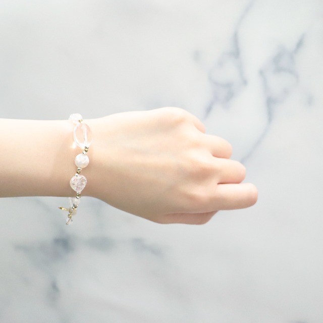 【Shining  Like Stardust】亀甲天珠×水晶×オーロラオーラ×クラック水晶 ブレスレット