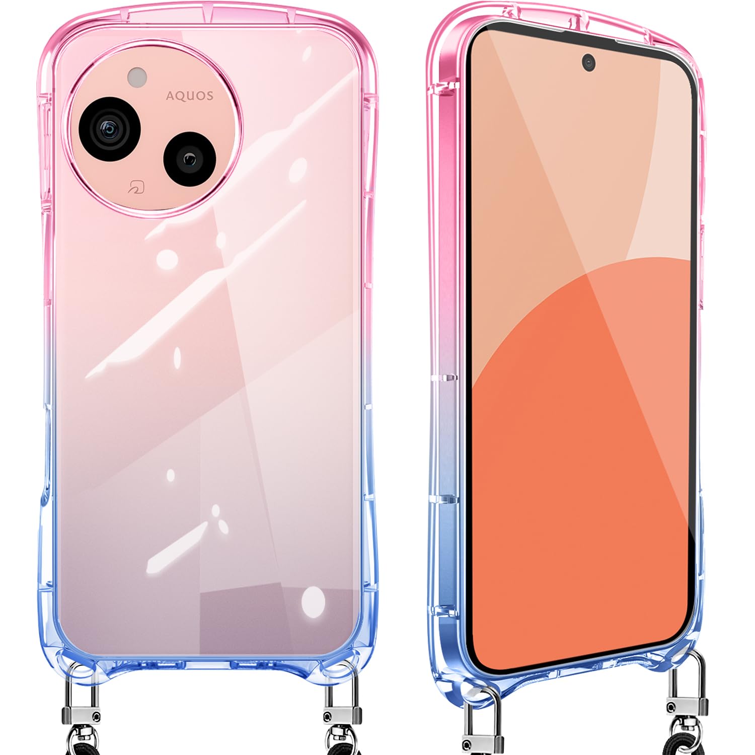 対応 AQUOS sense10 sense9 用 ケース ショルダー ストラップ SH-53F SH-53E 韓国 ライトブルー/ピンク
