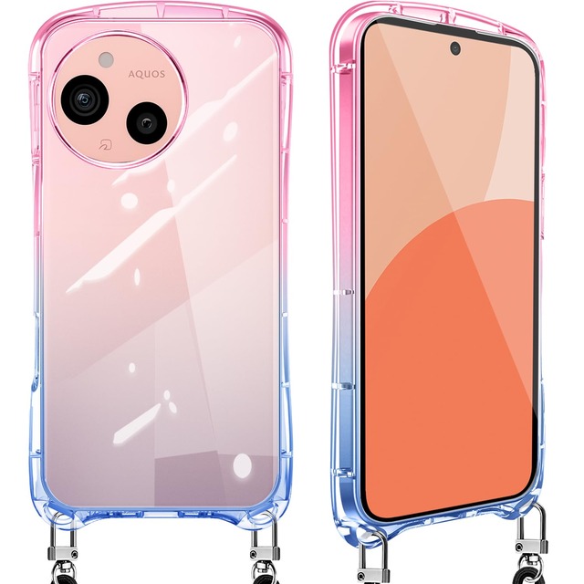 対応 AQUOS sense10 sense9 用 ケース ショルダー ストラップ SH-53F SH-53E 韓国 ライトブルー/ピンク
