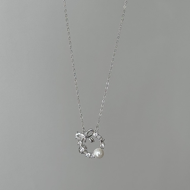 Lolaシルバーリボンの花冠ネックレス
