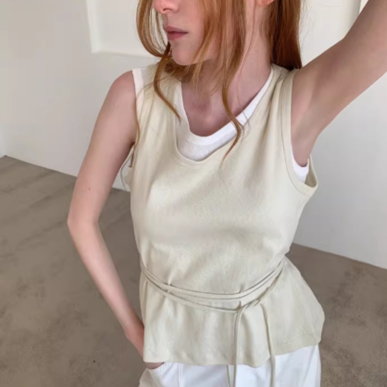 Lien String Layered Tank Top F0594