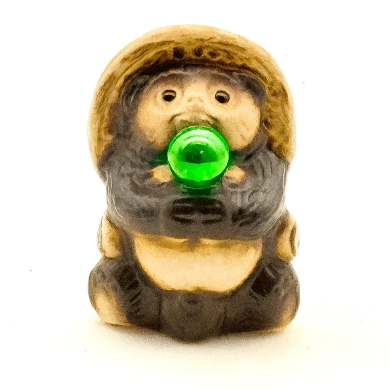 信楽焼・3号ミニ風水狸(緑)