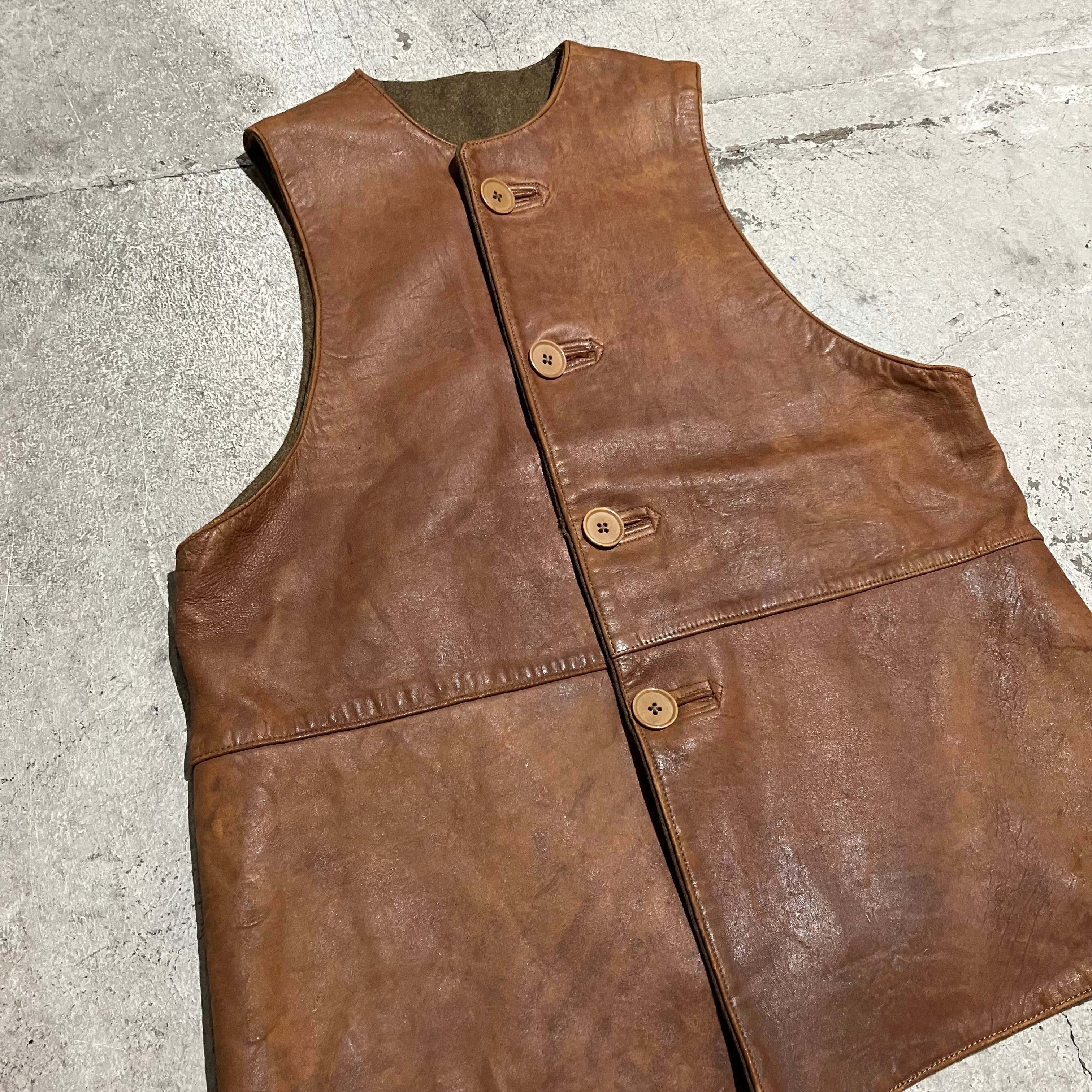 40s 極まる German ムートンベスト ジャーキンベスト ヴィンテージ