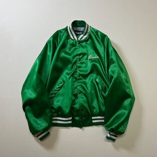 90s USA　バックプリント　ラグラン　スタジャン　グリーン　M 古着