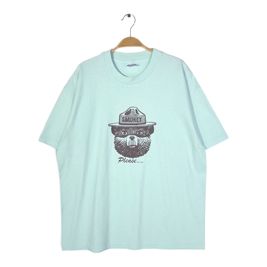90s スモーキーベア USA製 ヴィンテージ Tシャツ 米国森林局キャラクター SMOKEY BEAR 熊 クマ シングルステッチ HANES サイズXL 古着 BZ0549