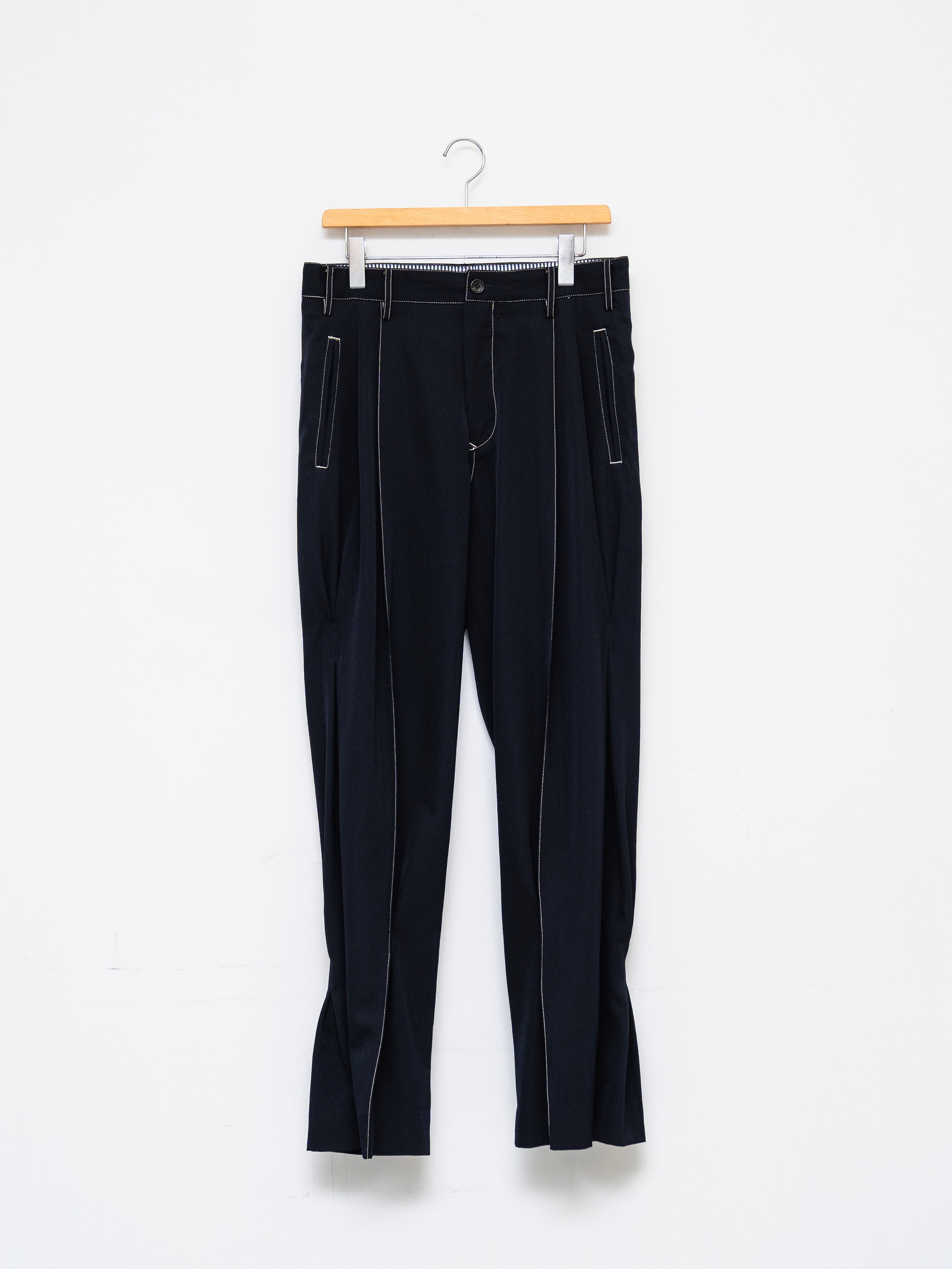 KHOKI Pleat-detail pants Navy 24fw-p-06 | BEST PACKING STORE