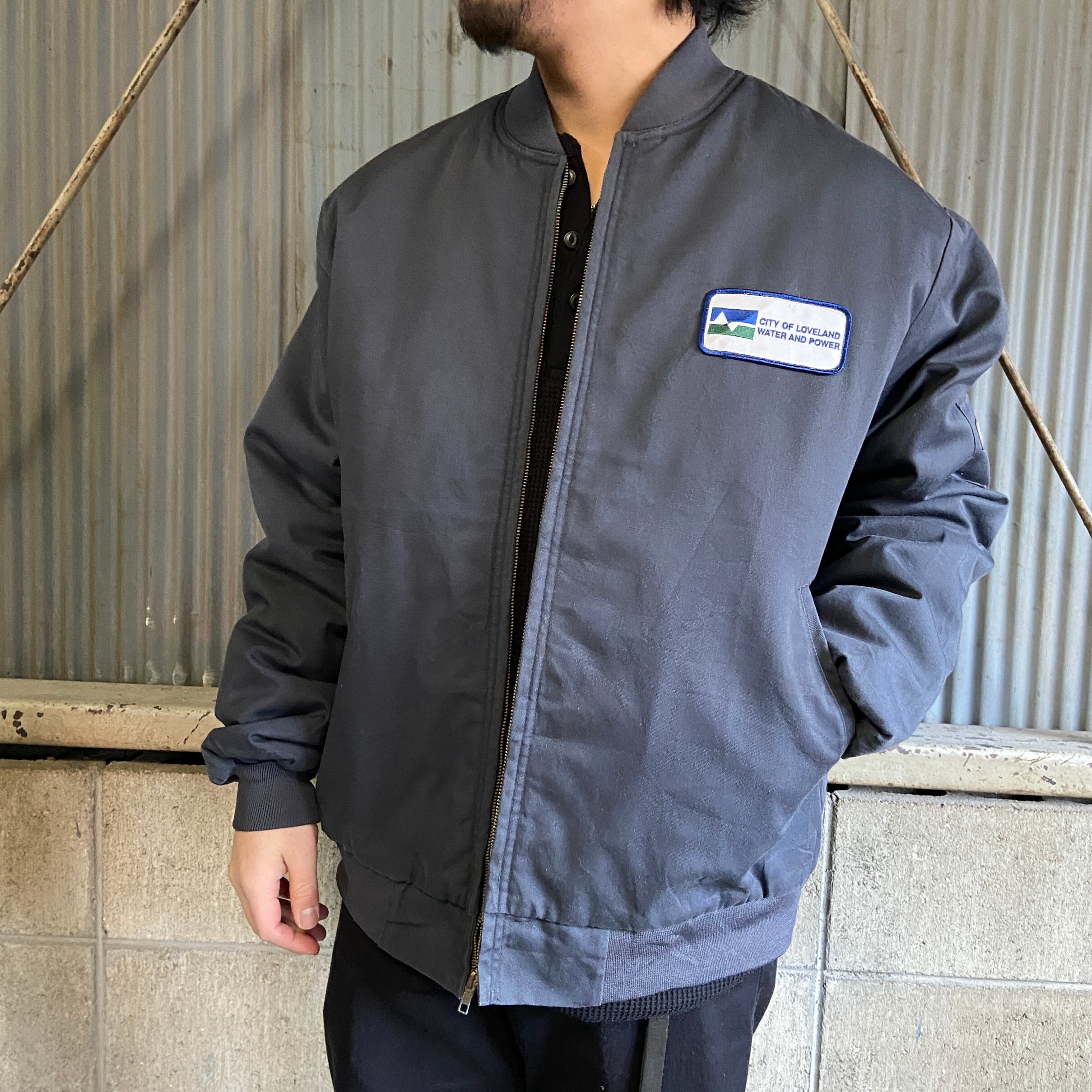 Dickies ディッキーズ 企業 ワッペン ワークジャケット メンズXL 古着 グレー 中綿キルティングライナー 【ワークジャケット】【AN20】  | cave 古着屋【公式】古着通販サイト