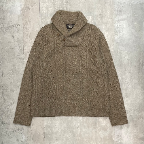 RRL CABLE SHAWL COLLAR CASHMERE/WOOL KNIT