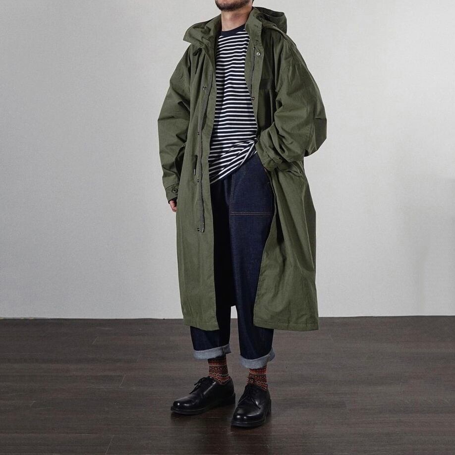 JIAOLANDIレトロフード付ロングトレンチコート | mblueshop