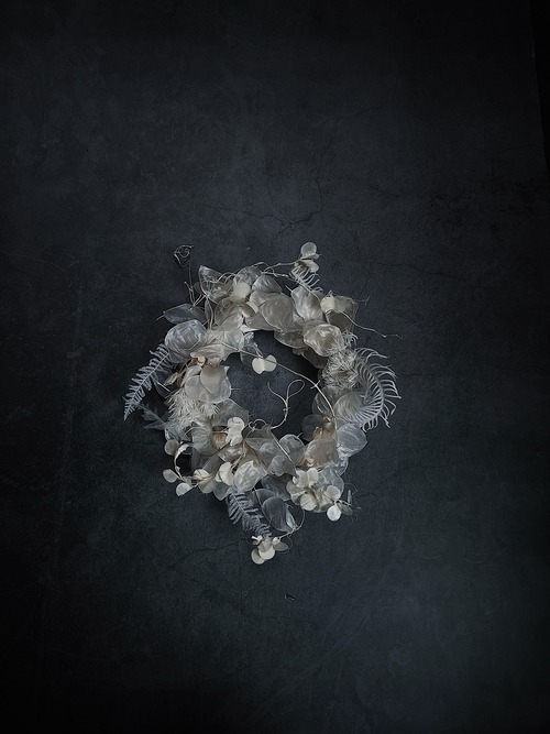 ヤマイモとルナリアのリース　white wreath