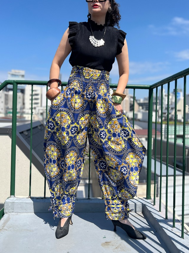 Vintagd african batik design balloon pants