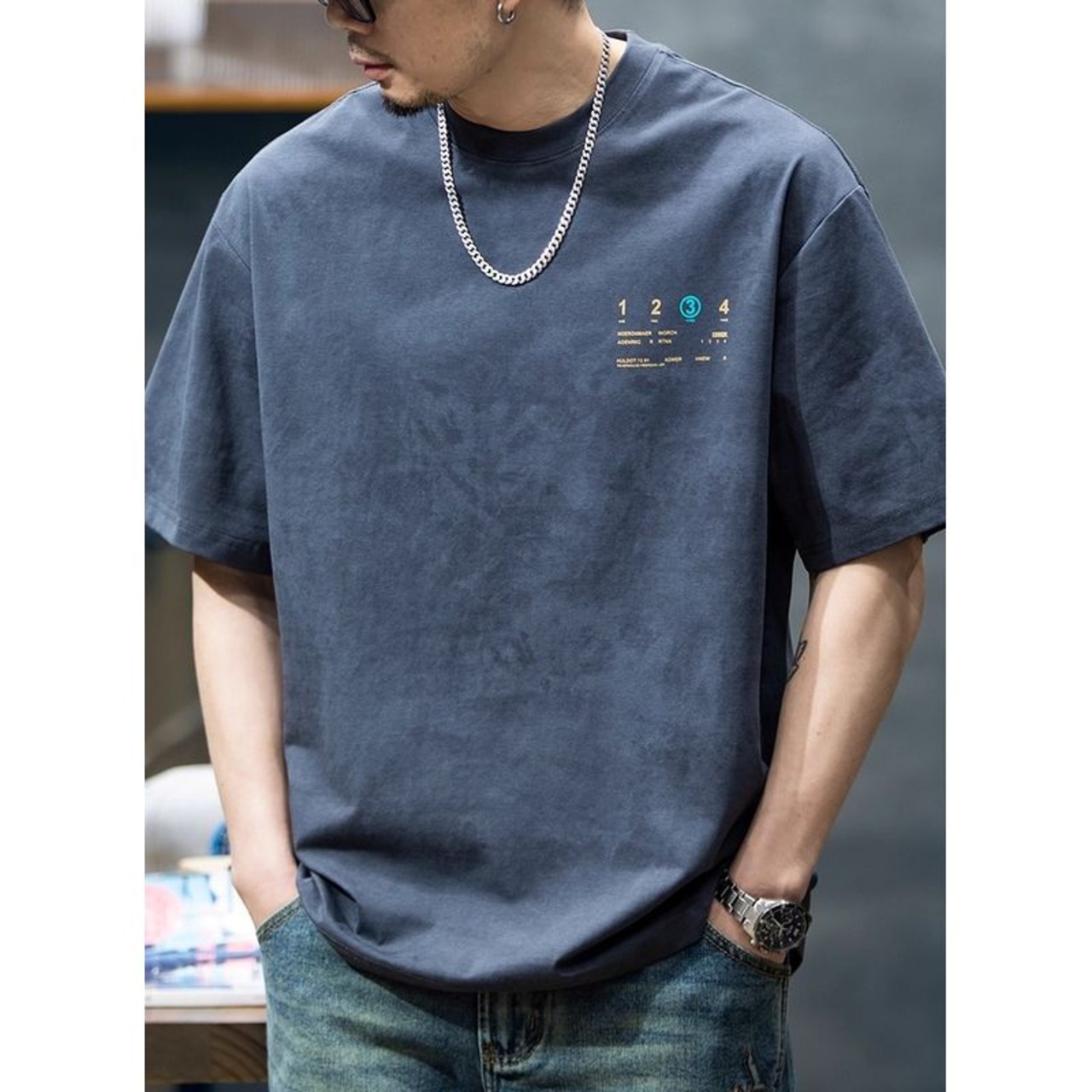 バックプリントナンバーグラフィックTシャツ 10097