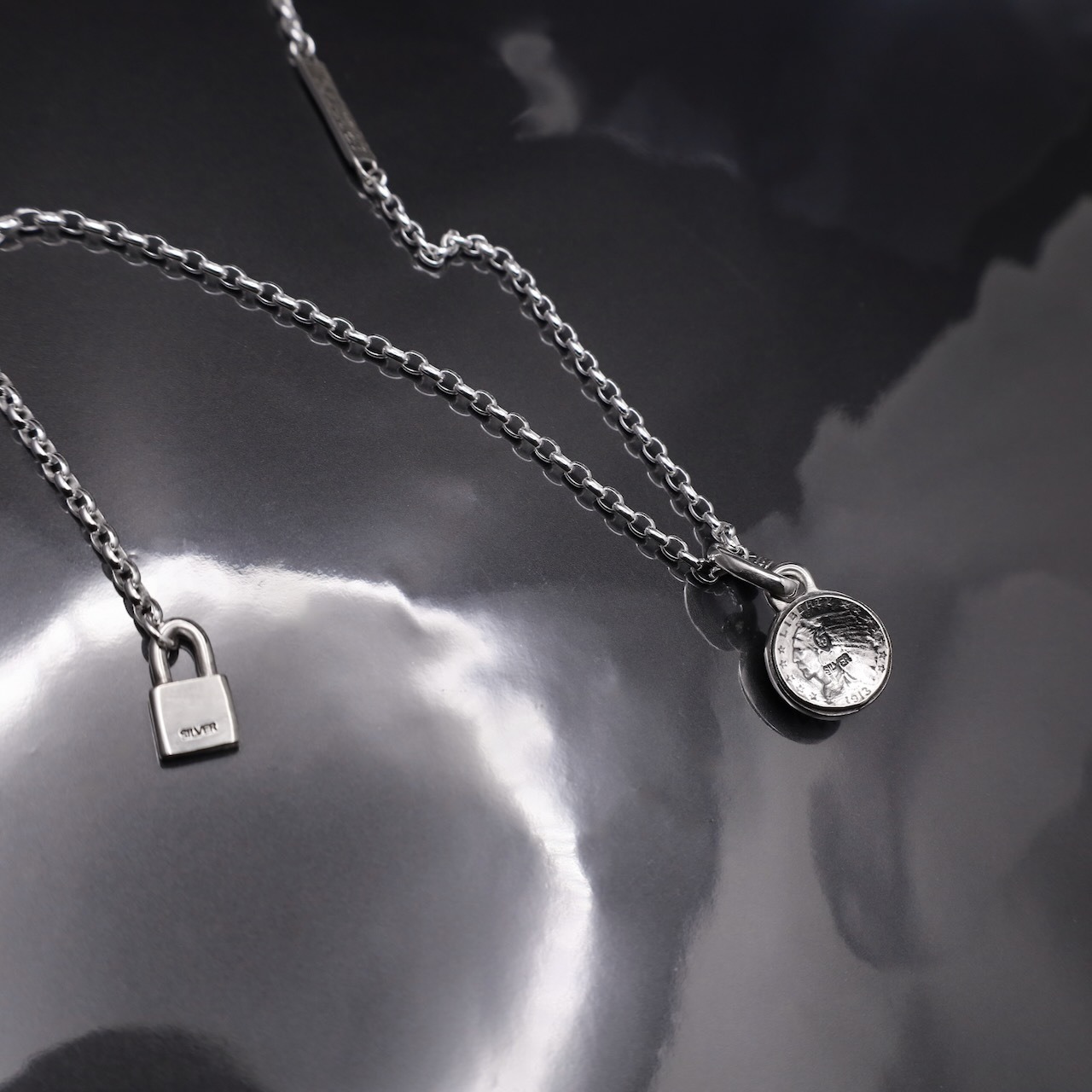 SW:HEART #1 NECKLACE with GODSIZE® I.D. TAG / スタンプワークハート#1 ネックレス ゴッドサイズ® I.D.タグ