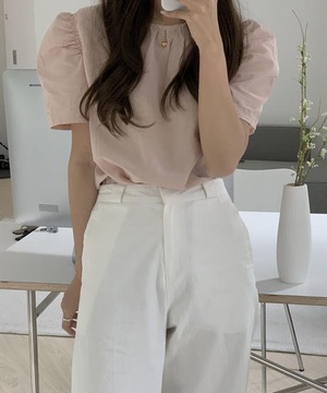 《即納商品》dreamy puff blouse (ivory / pink)