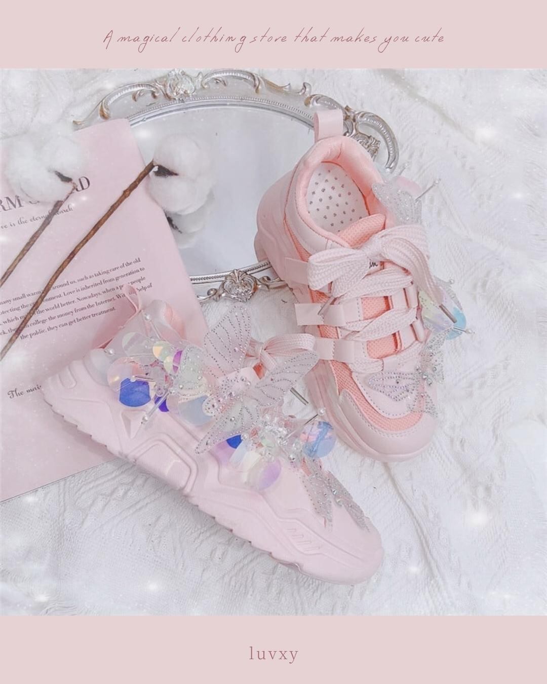 22.5-24.5】デコラシューズ Butterfly rhinestone sneakers♡B809 | luvxy 22.5-24.5】デコラシューズ Butterfly rhinestone sneakers♡B809 | luvxy