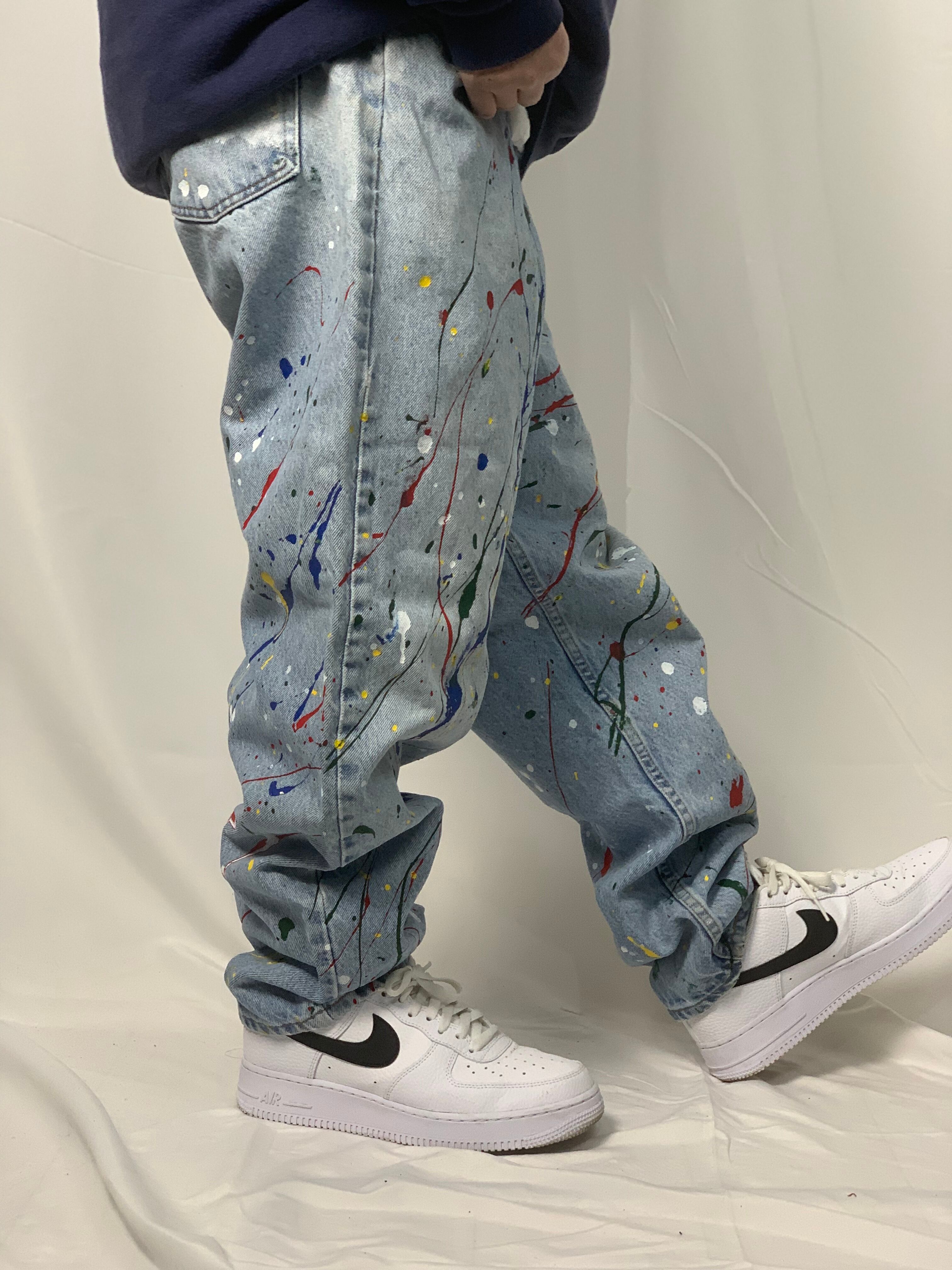 96年製リーバイス550希少オレンジタブペイントリメイク加工ルーズ