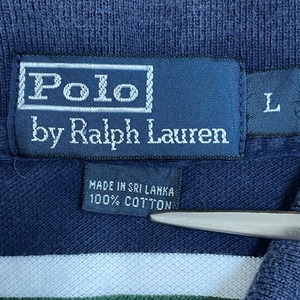 【POLO RALPH LAUREN】ポロシャツ ボーダー 刺繍ロゴ L ポロ ラルフローレン US古着