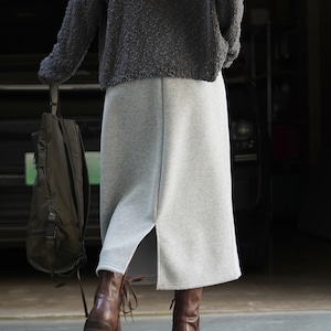 High-Waist Straight Sweat Long Skirt T3991