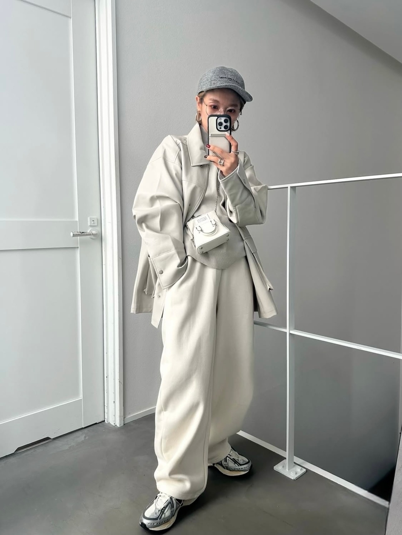 yawamochi high gauge design knit/ecru