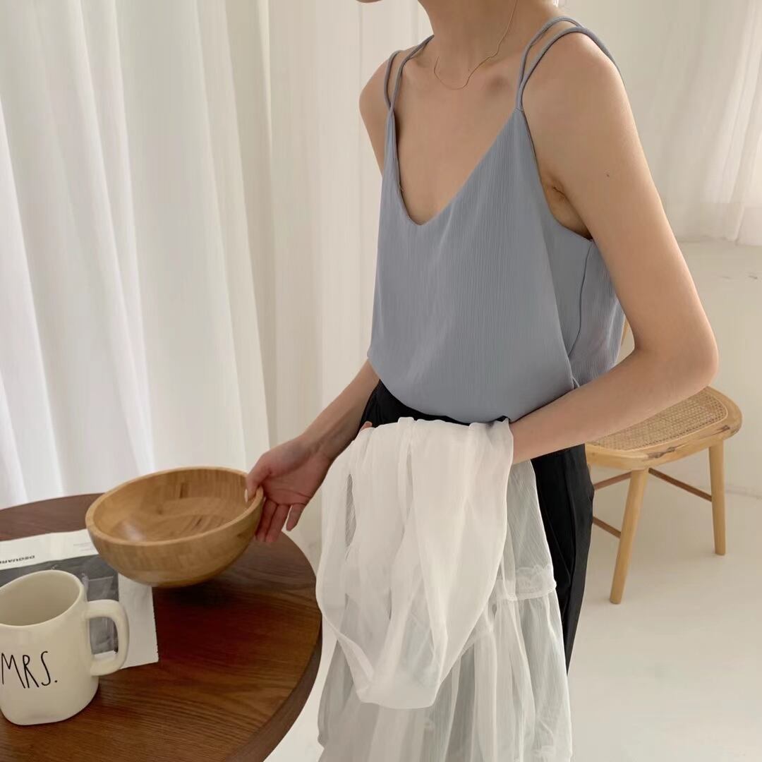 バッククロス カラーシャイニーキャミソール　AJ2205-908