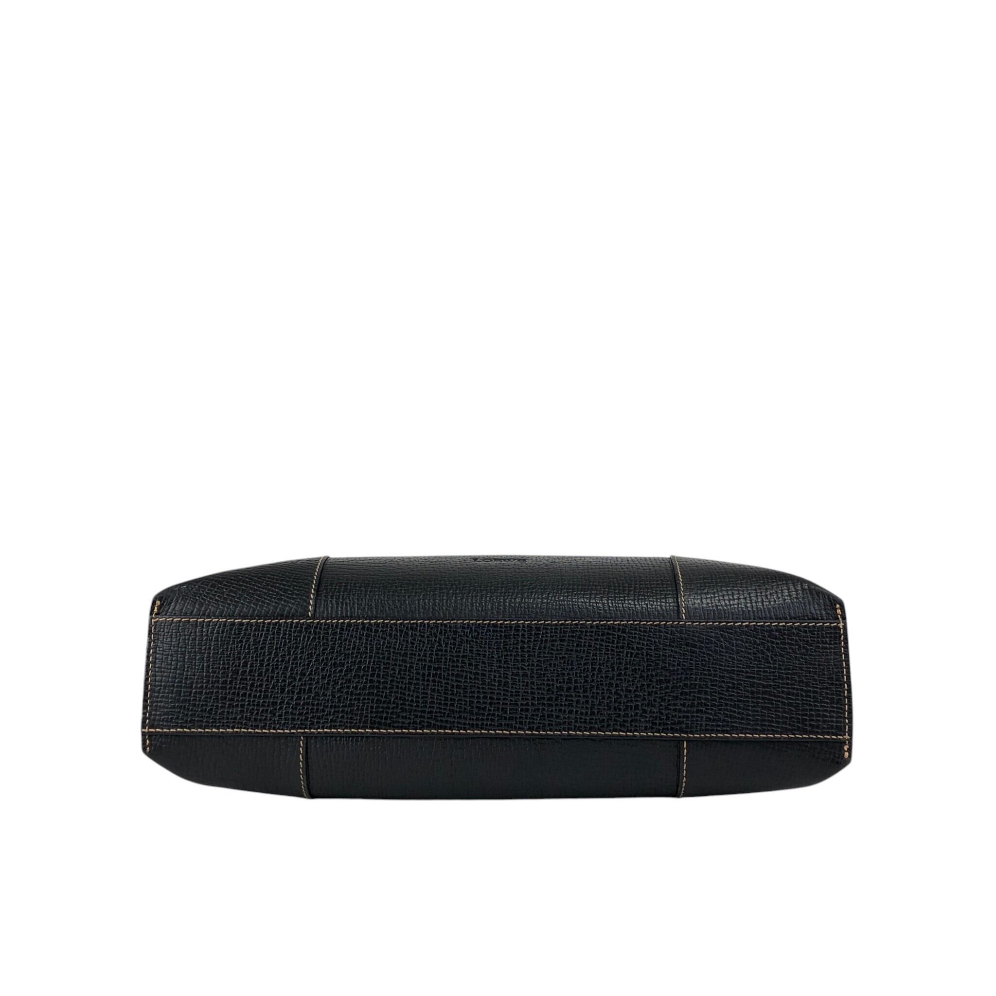 LOEWE ロエベ ハンドバッグ ブラック ロゴ型押し レザー トートバッグ