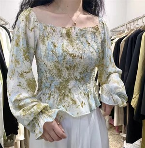 花柄　ギャザーブラウス　AJ44170-639