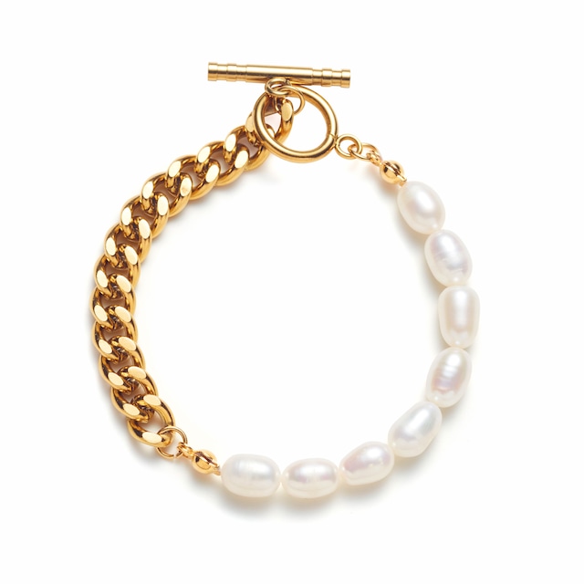 Natural freshwater Pearl 喜平bracelet gold