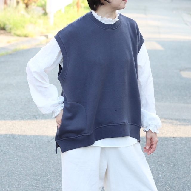 コットン 裏パイル ワイドベスト