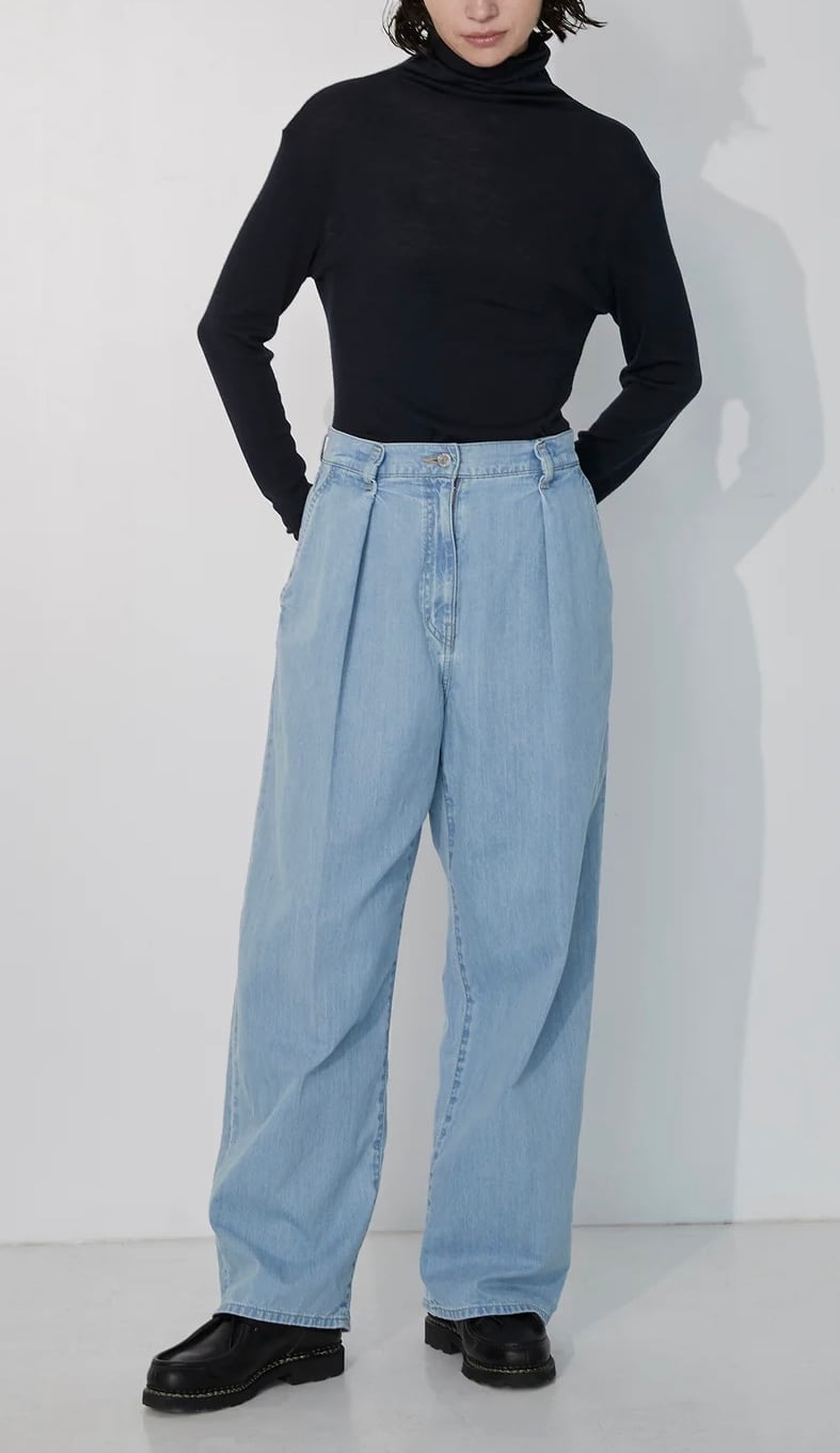 TICCA / ライトデニムタックワイドパンツ | anouk