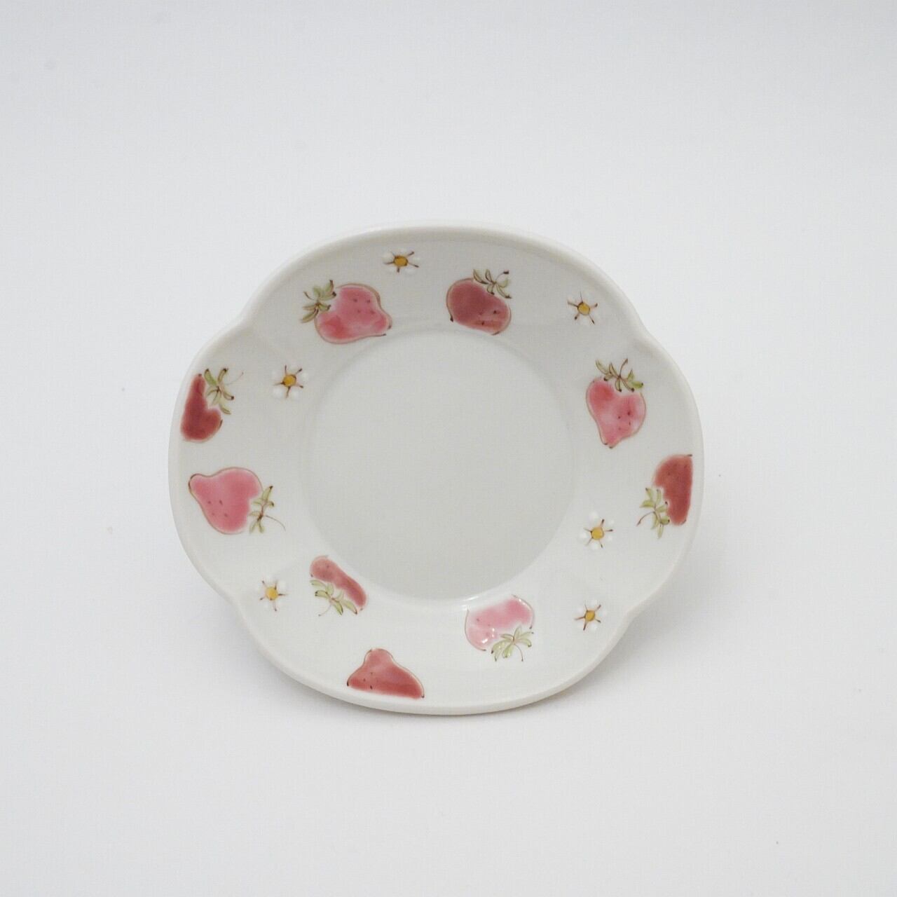 【色絵遊 小高裕子】つば型小皿 いちご 58
