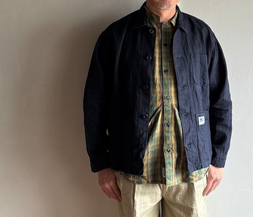 allinone（オールインワン）NEW SMOCK TOP C/L Herringbone ネイビー（綿麻ヘリンボーン）