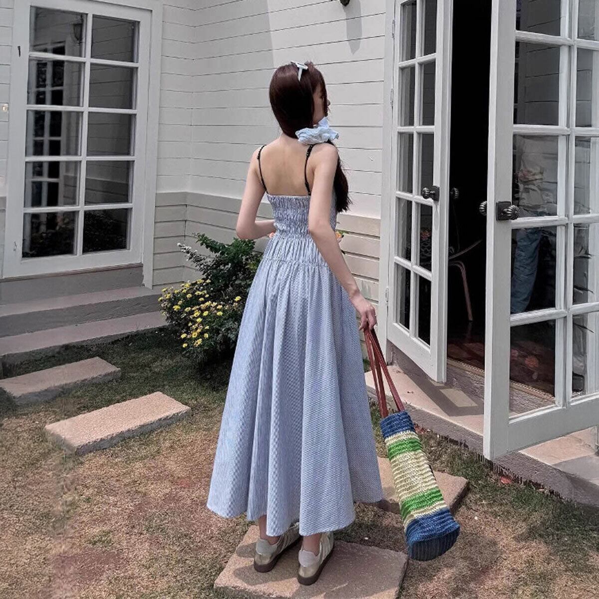 キャミワンピース レディース 春 夏 韓国 大人 かわいい きれいめ ストライプ リゾート Aライン ノースリーブ 涼しい 体型カバー 大人可愛い 大人女子