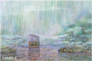 井上直久『雨の市電』版画