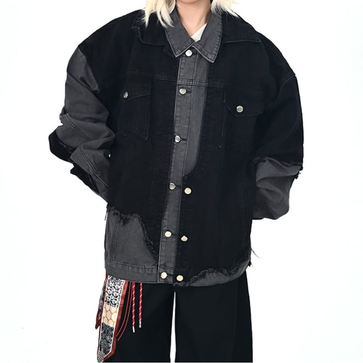 長袖 切り替えデザイン オーバーサイズ デニムジャケット L00070