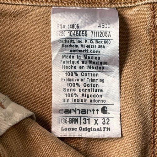 メキシコ製 ブラウン ダブルニー Carhartt B136-BRN 31×32 詳細写真9