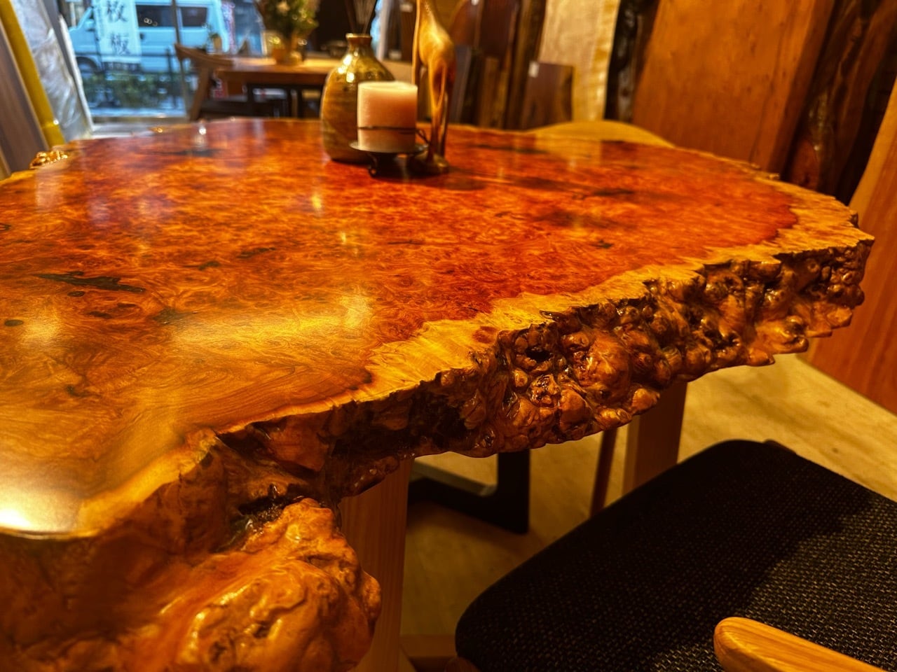 リメイク品・輪切り】花梨（カリン）_1220×980×68_新宿店_テーブル天板