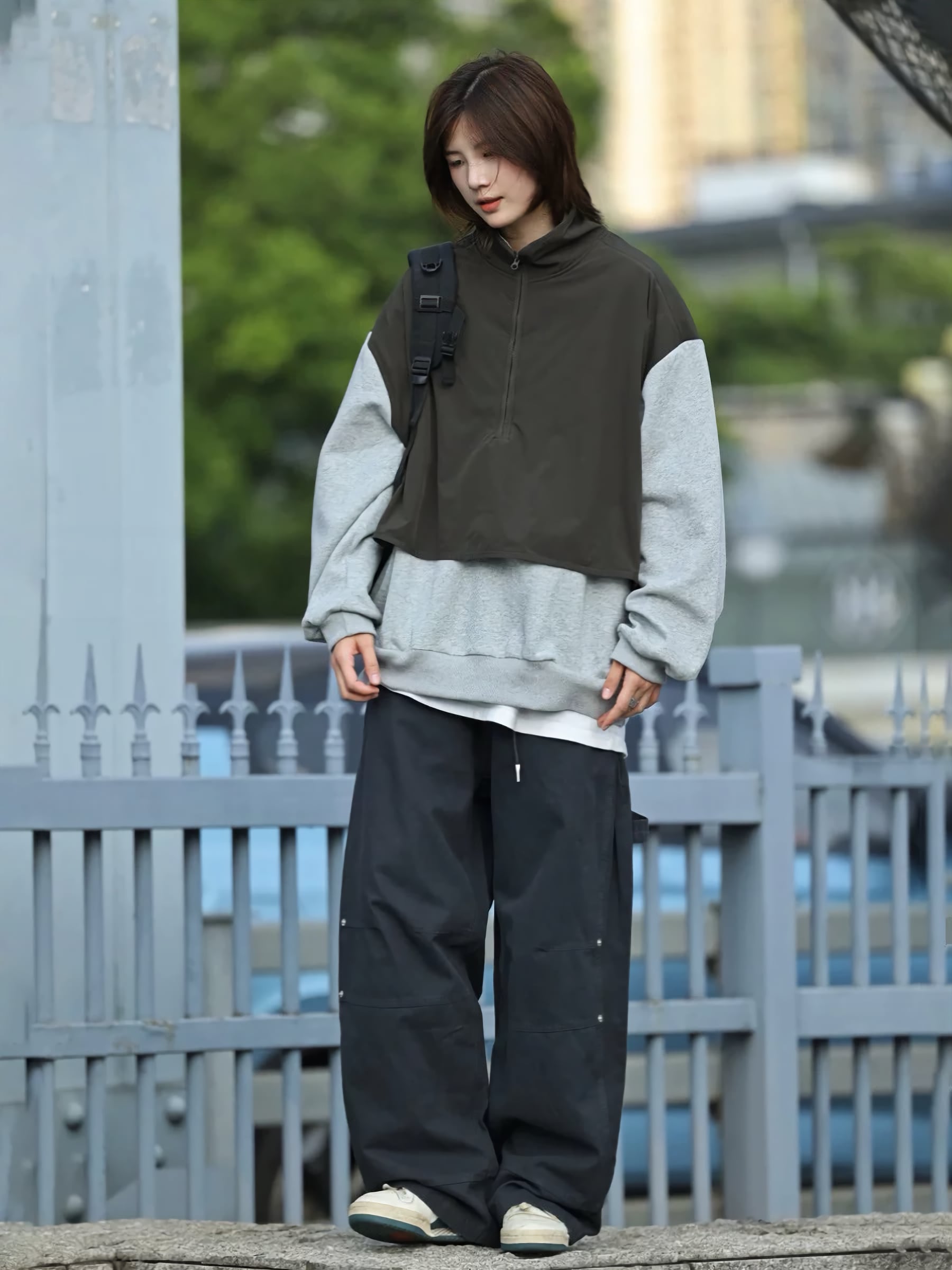 トレーナー フェイクレイヤード ハーフジップネック ワイド ユニセックス 男女兼用 714103 PSYCHO NATION サイコネーション 病み系 地雷系