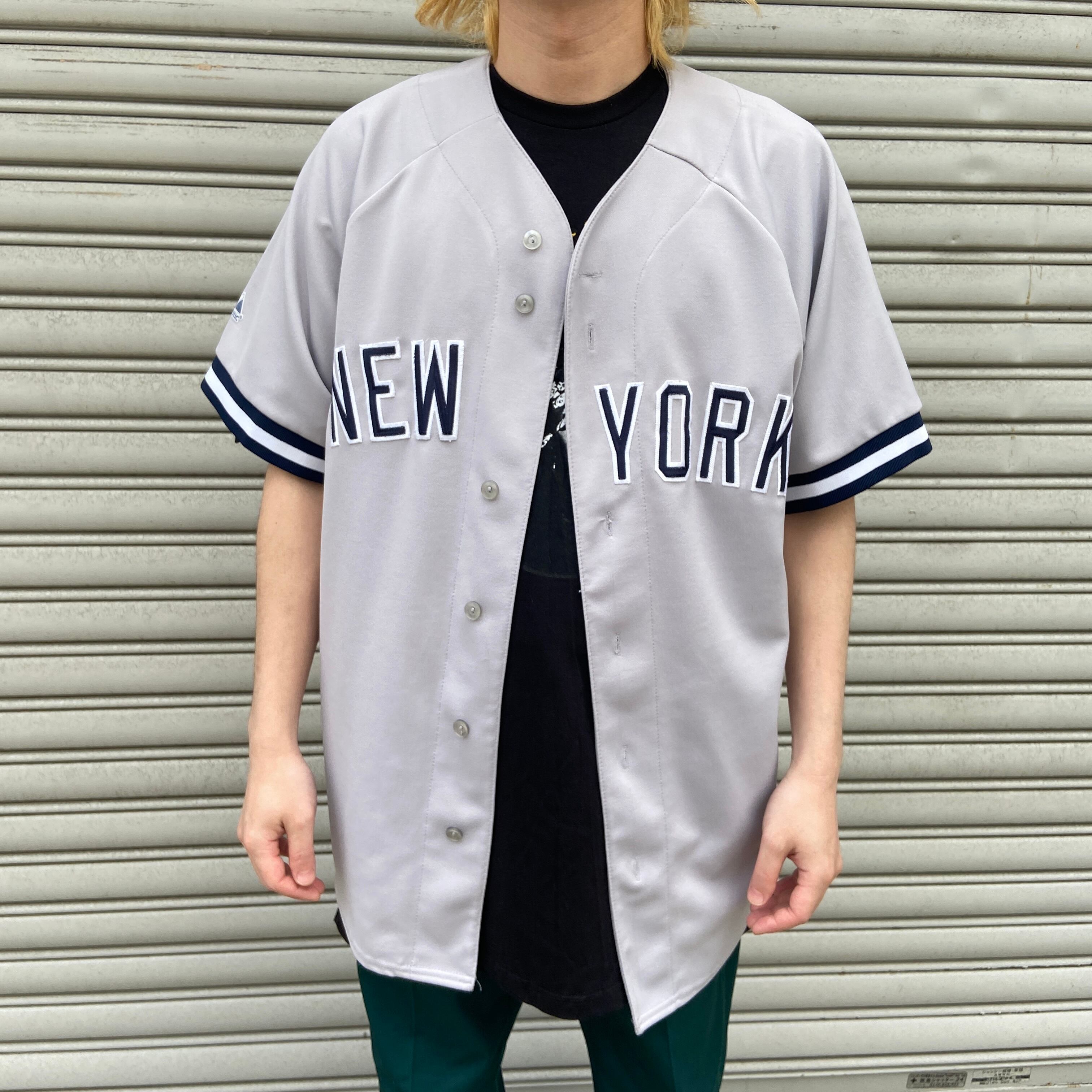 90s NYヤンキース ベースボールシャツ majestic グレー | 古着屋 Uan