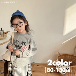 《取寄》 レタリングエンブレムTシャツ （全２色） ADBB 2024春 韓国子供服 カットソー トップス ロングTシャツ 長袖