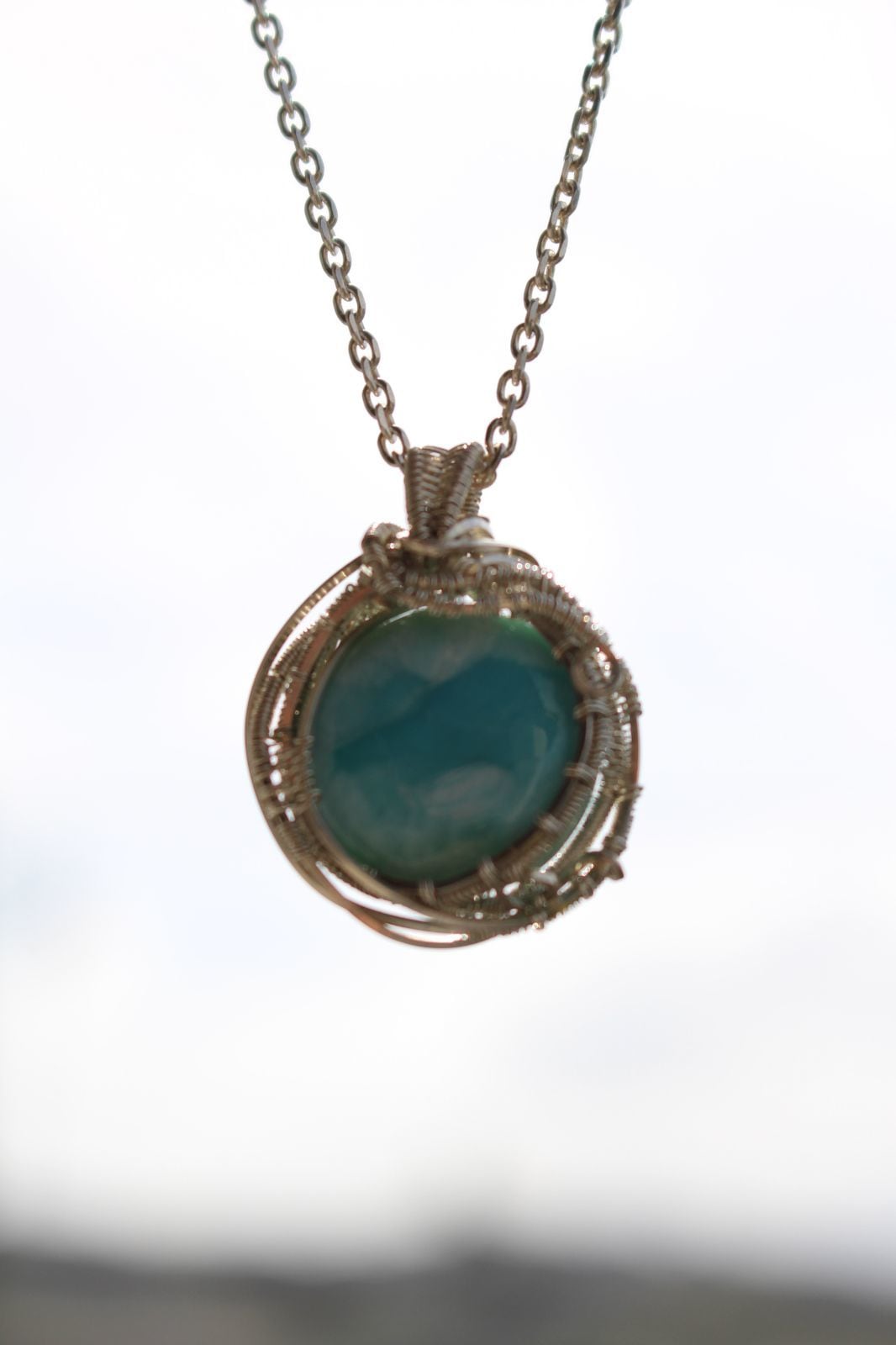 Larimar silver925 wirewrapping pendant