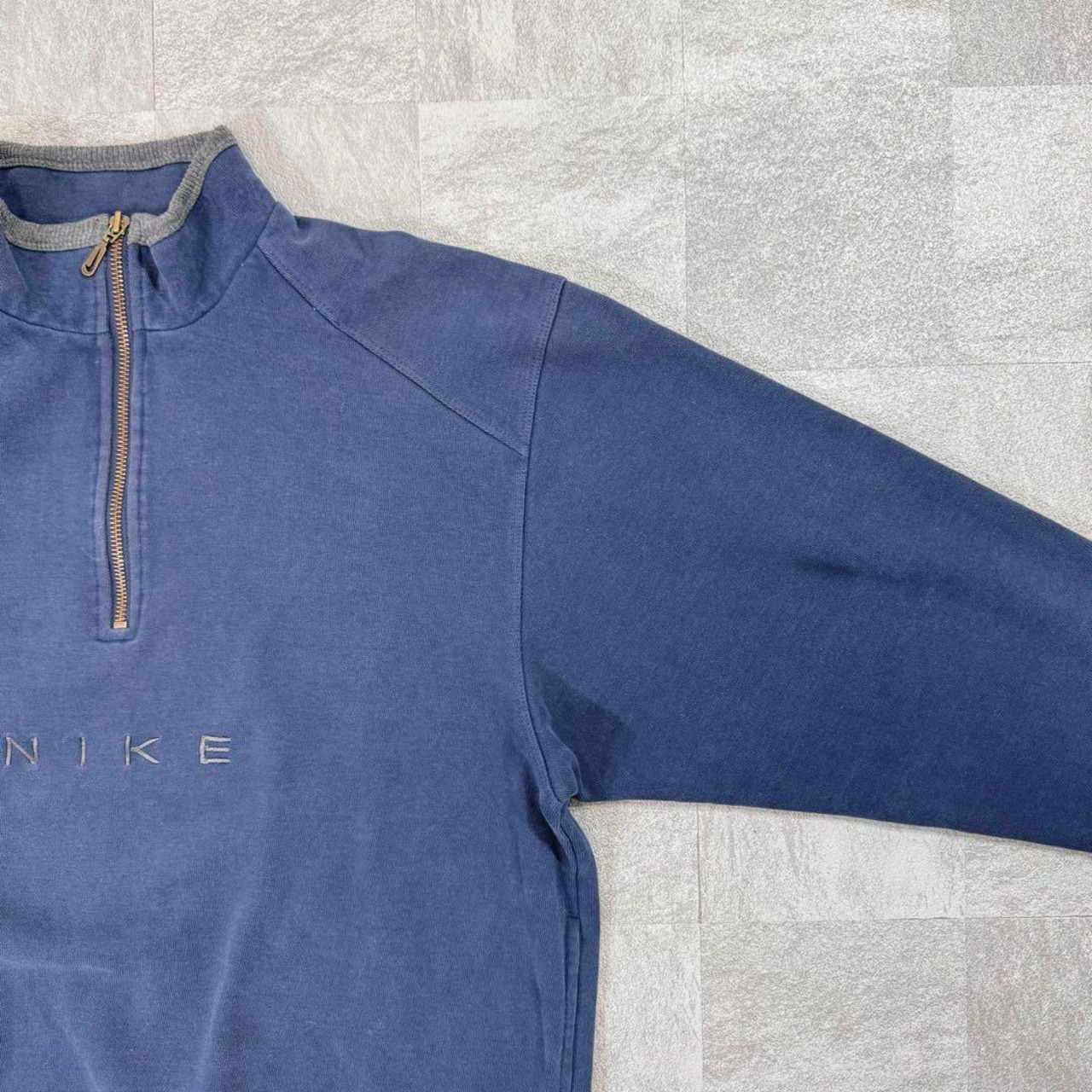 【極上】ナイキ ハーフジップスウェット 90s 白タグ ロゴ刺繍 スウォッシュ