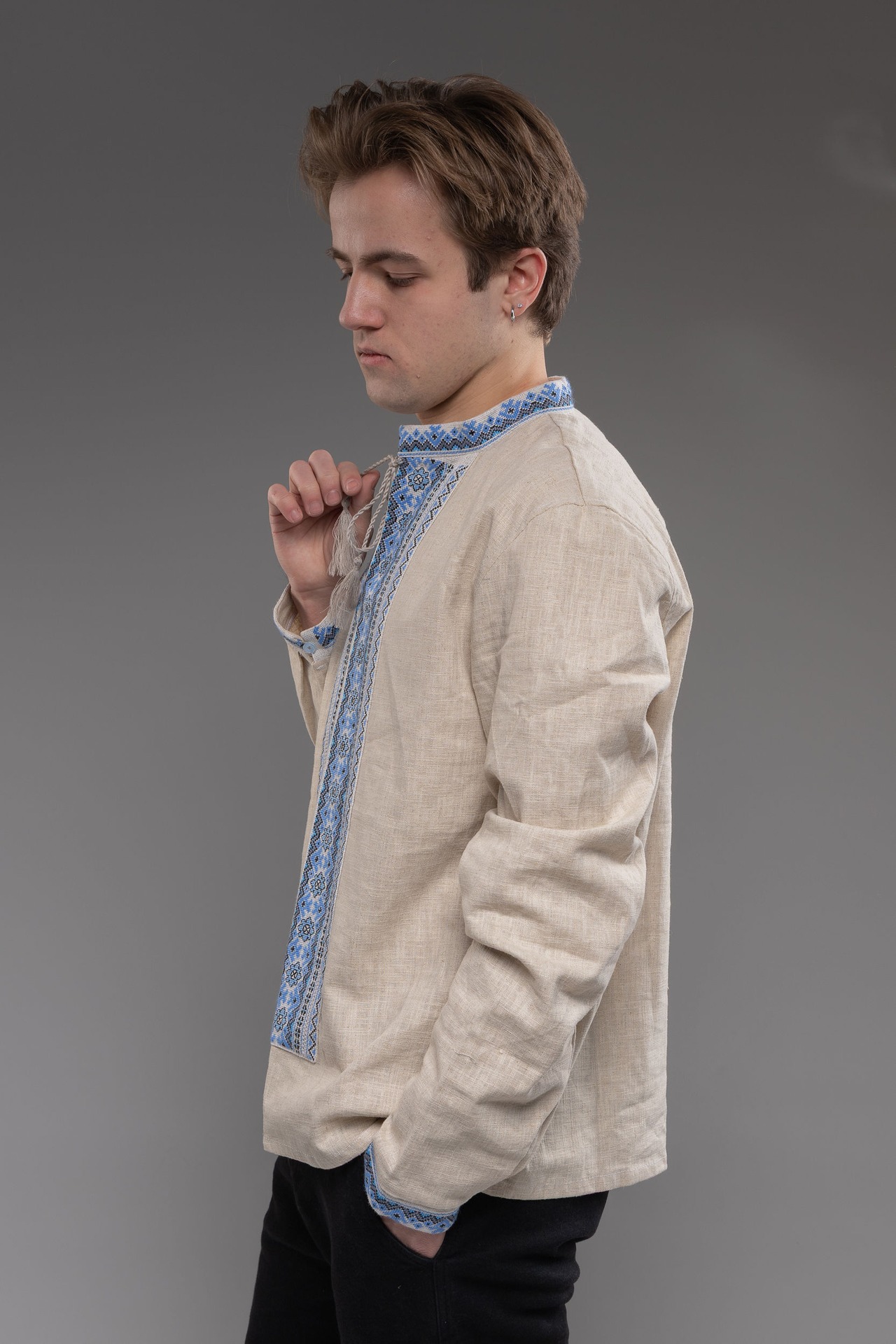 ウクライナ刺繍ヴィシヴァンカ　クロスステッチ手刺繍　Lサイズ　メンズ - 7