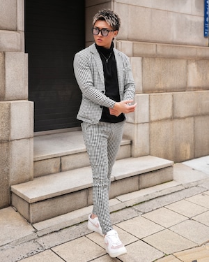 千鳥柄 RELAX SLIM PANTS【BEL24-014】