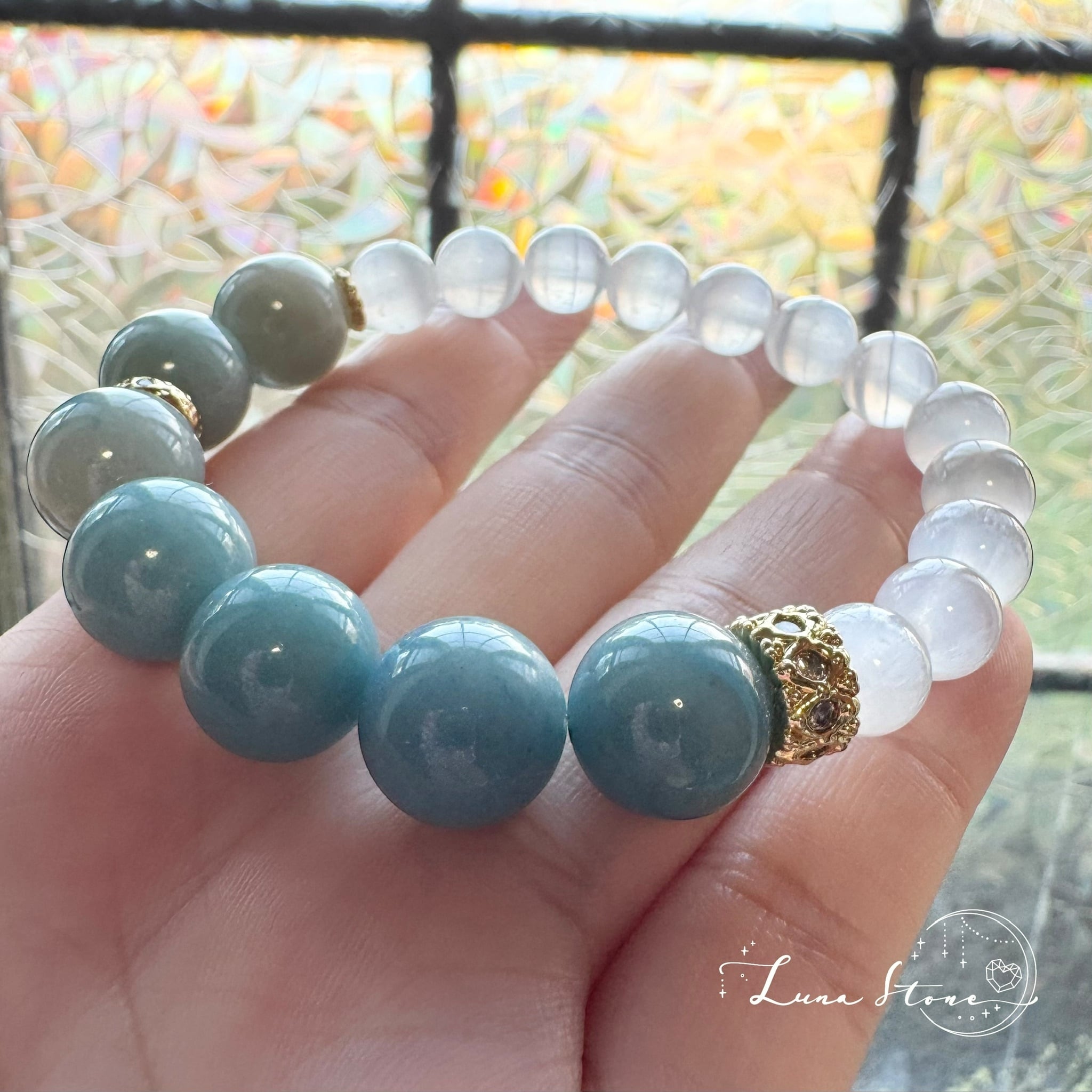 【ブラウンルチル ブラックトルマリンインクォーツ】守護 天然石 ブレスレット ブラウンルチル ブラックトルマリンインクォーツ】守護 天然石