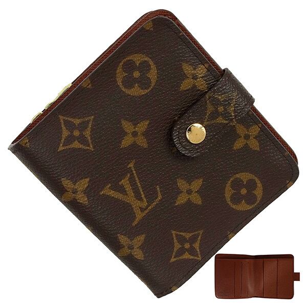 Unused LOUIS VUITTON ルイヴィトン コンパクトジップ M61667 モノグラム ブラウン コンパクトウォレット ミニウォレット 未使用品