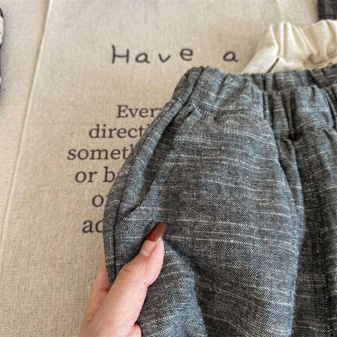 夏リネンハーフパンツ